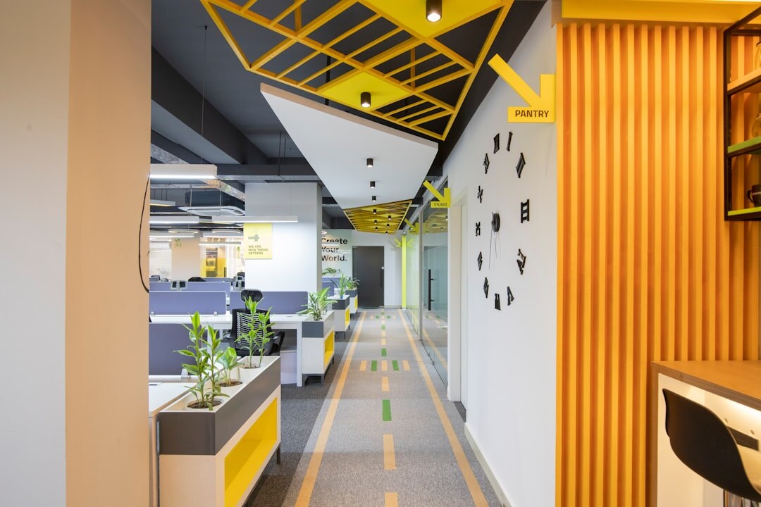 Bright modern open-plan office interior